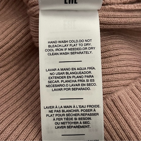 7 for all Mankind Cashmere Wool Blend Pink Puff Ribbed Crew Neck Sweater Size M - Picture 9 of 12